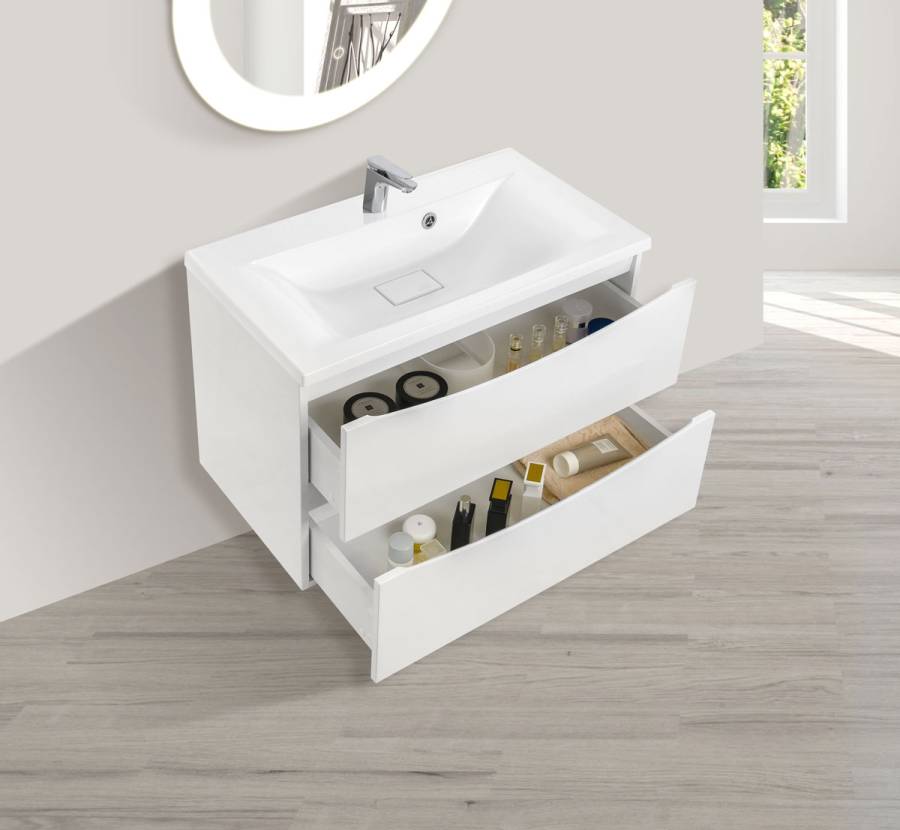 База под раковину Mia 800 подвесная, 2 выкатных ящика soft close, G.White