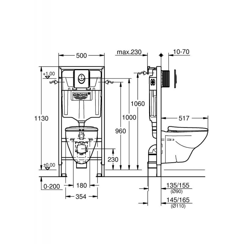 Унитаз с инсталляцией Grohe Solido Ceramic 39192000