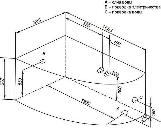 Акриловая ванна AUGUSTA 170*90 L к/с20 (205463)