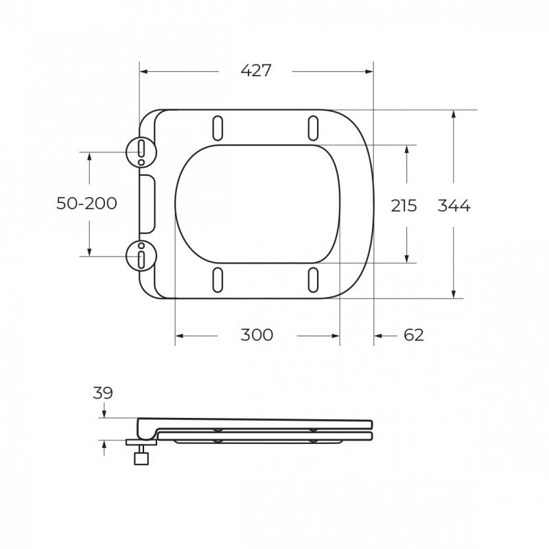 DUE Чаша унитаза подвесного c креплением и сиденьем дюропласт soft close BB3103CHR/SC