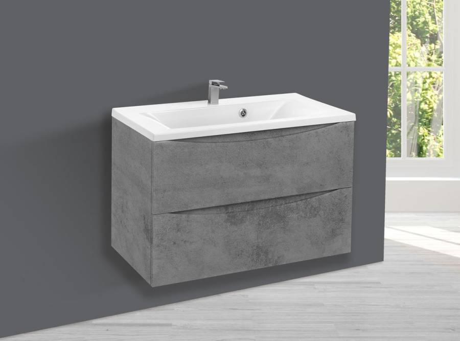 База под раковину Mia 750 подвесная, 2 выкатных ящика soft close, Beton