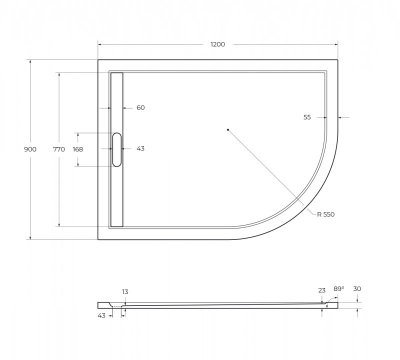 Поддон из искусственного мрамора CEZARES TRAY-AS-RH-100/80-30-W-L