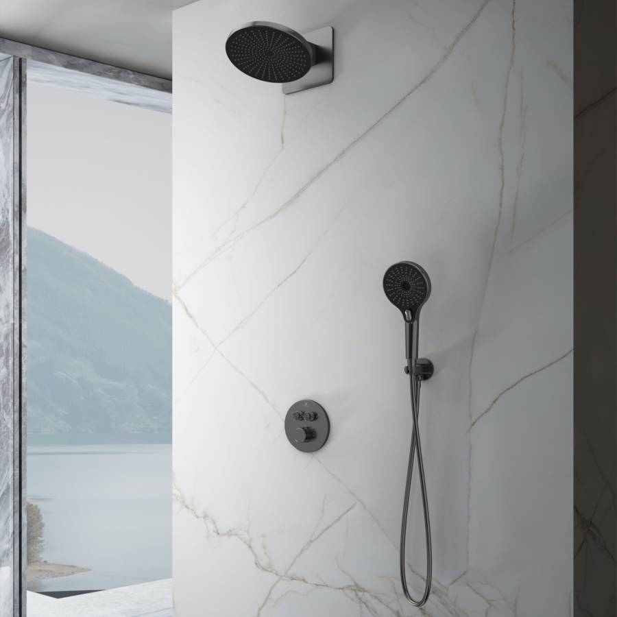 Душевой комплект Inspire VSFW-3I22MT5GM встраиваемый, термостат, двухрежимный, вороненая сталь