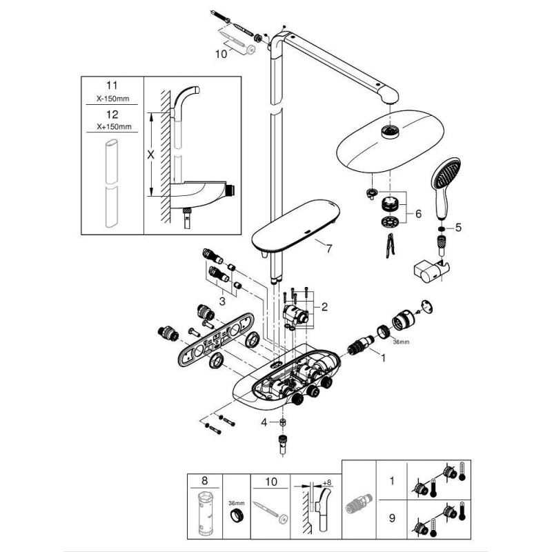Душевая система Grohe Rainshower SmartControl Duo 26250000 хром/белый