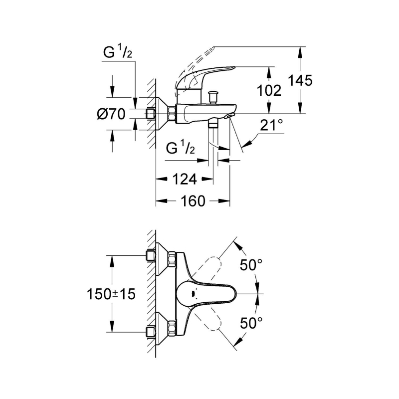 Смеситель для ванны Grohe Euroeco 32743000 хром