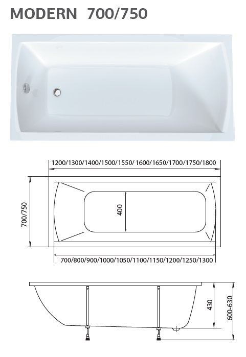 Акриловая ванна 1Marka Ergonomika 175х110 R 01эрг17511п