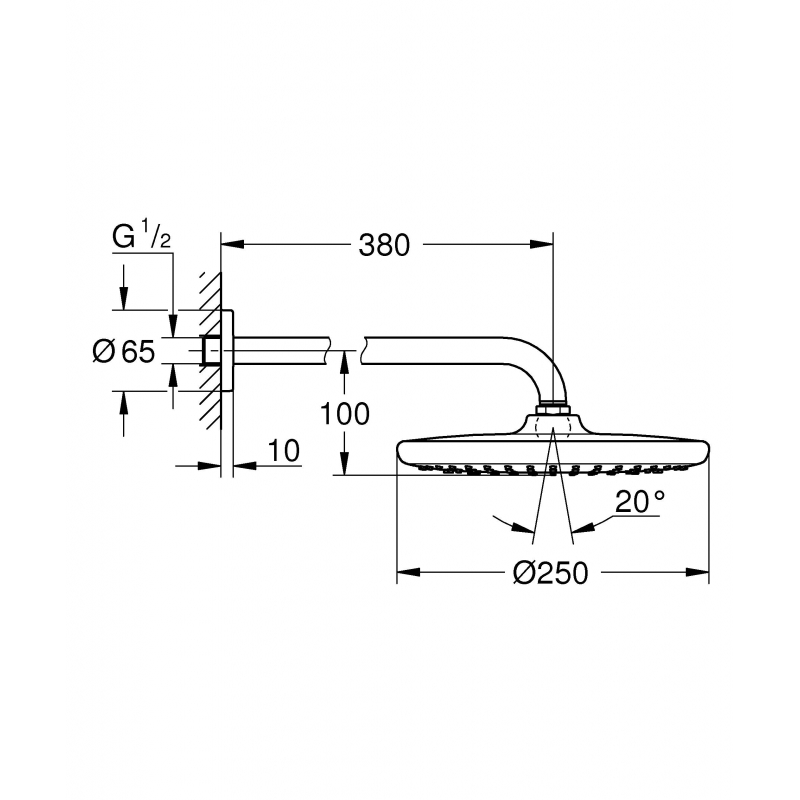 Верхний душ Grohe Tempesta 250 26663000, хром