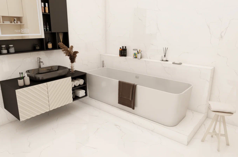 Duna/Velsaa - Керамогранит - Sisam White Glossy (Серия LIGHT)- 120х60 см