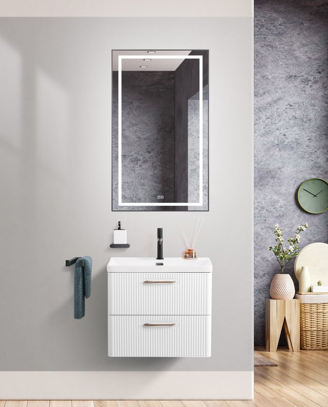 Тумба с раковиной подвесная BelBagno DUE 60 Bianco Lucido, раковина белая