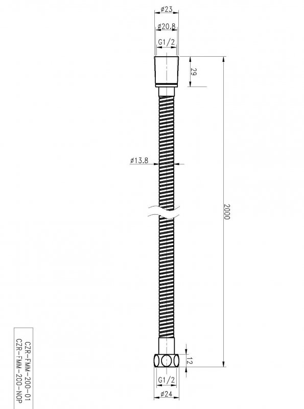 CZR-FMM-180-01 Гибкий шланг металлизированный, длина 1,8 м, хром