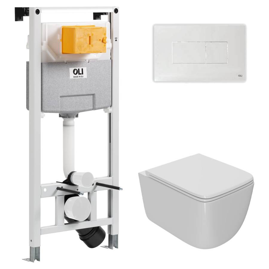 Сет: OLI 120 ECO Sanitarblock pneumatic+Панель KARISMA,бел., OLI + Унитаз Point Меркурий PN41831