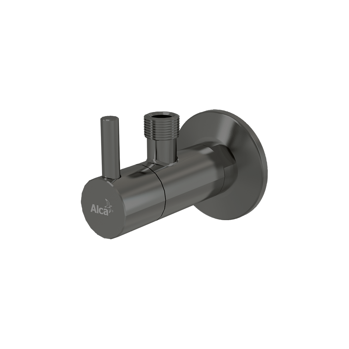 Угловой вентиль с фильтром 1/2"×3/8", круглый, GUN METAL-глянец