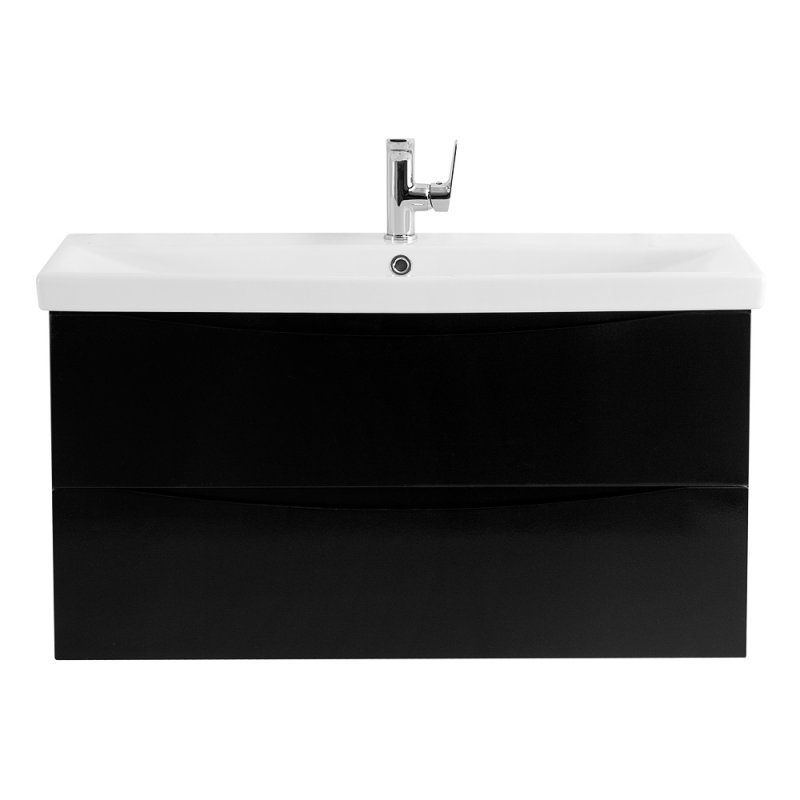 Тумба с раковиной подвесная BelBagno MARINO-CER 100 Nero Lucido, раковина белая