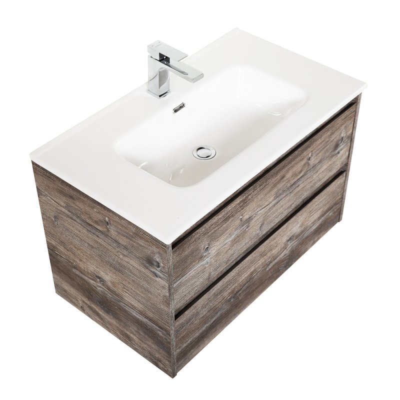 Тумба с раковиной подвесная BelBagno KRAFT 80 Cemento Grigio, раковина белая